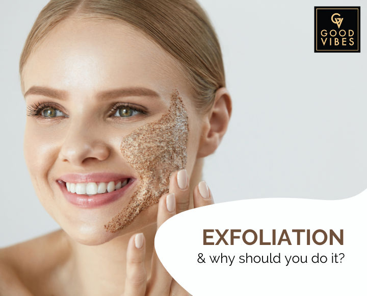 A girl using exfoliation cream on her face