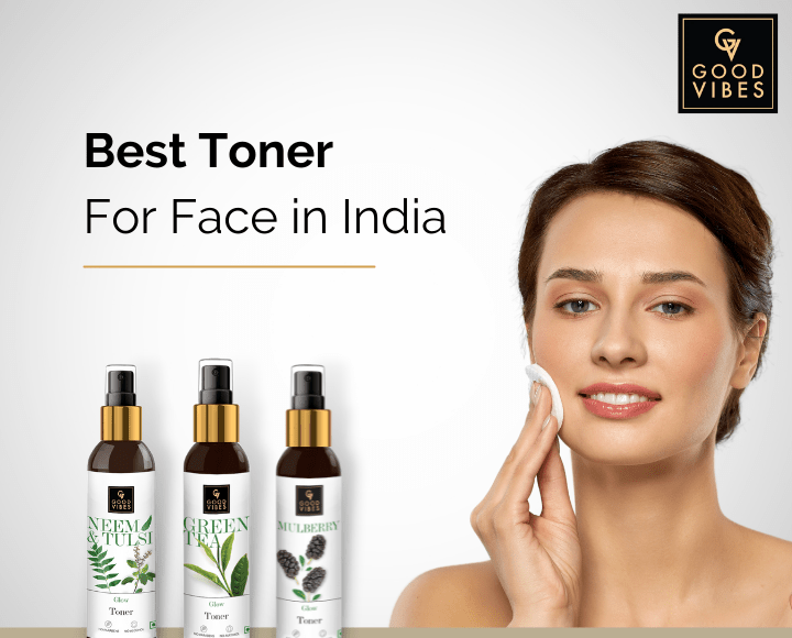 Best toner for face in india - Girl with cotton pad with good vibes toner