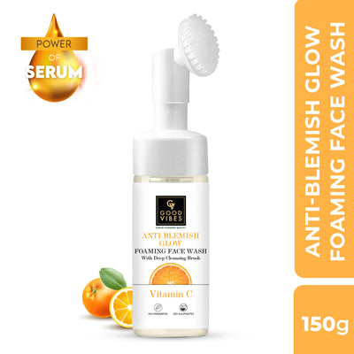 Vitamin C Anti- blemish Glow Foaming Face Wash With Deep Cleansing Brush and Power of Serum