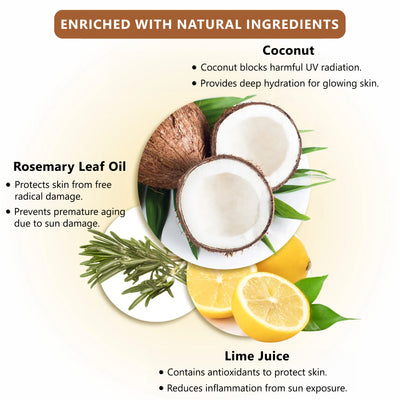 Coconut Nourishing Sunscreen Lotion SPF 50, With Lime & Rosemary Leaf Oil