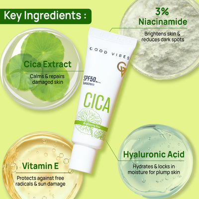 Good Vibes CICA Brightening Glow Sunscreen SPF 50 PA++++