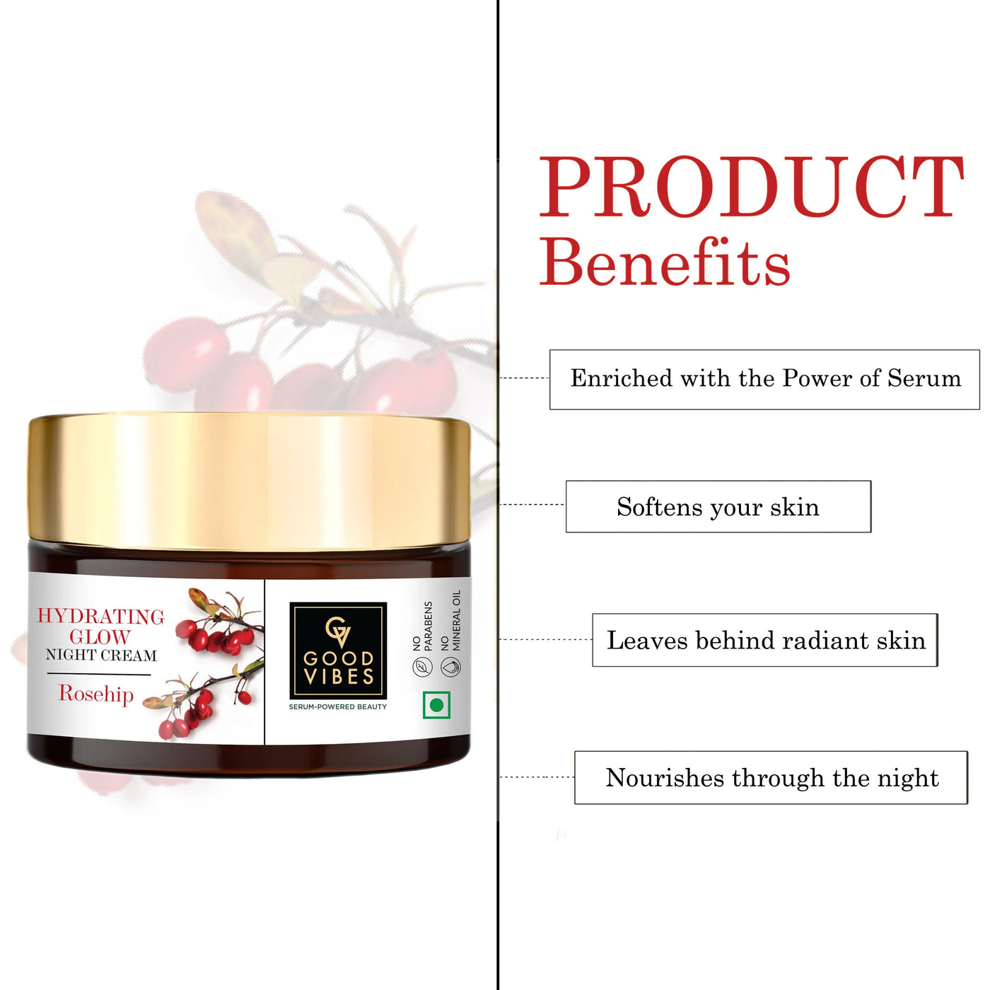 Hydrating glow night cream- Rosehip