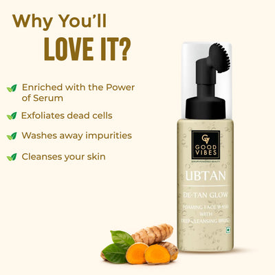 De Tan Glow Ubtan Foaming Face Wash with Deep Cleansing Brush (150ml)