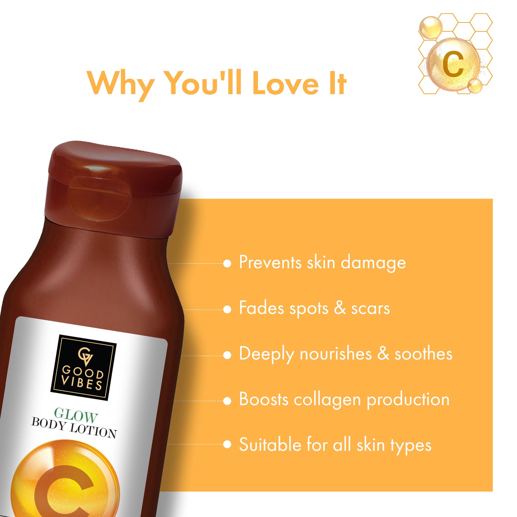 Buy Good Vibes Vitamin C Glow Body Lotion Nourishing, Brightening, Softening Vegan, No