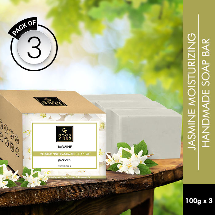 Good Vibes Jasmine Moisturizing Handmade Soap Bar (Pack of 3) - 100g x 3 - 1